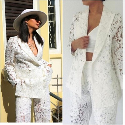 zara white lace blazer